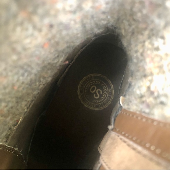 So Wedge Booties Tan Lace Up Zip Up Tweed Sz. 8 - Picture 8 of 11